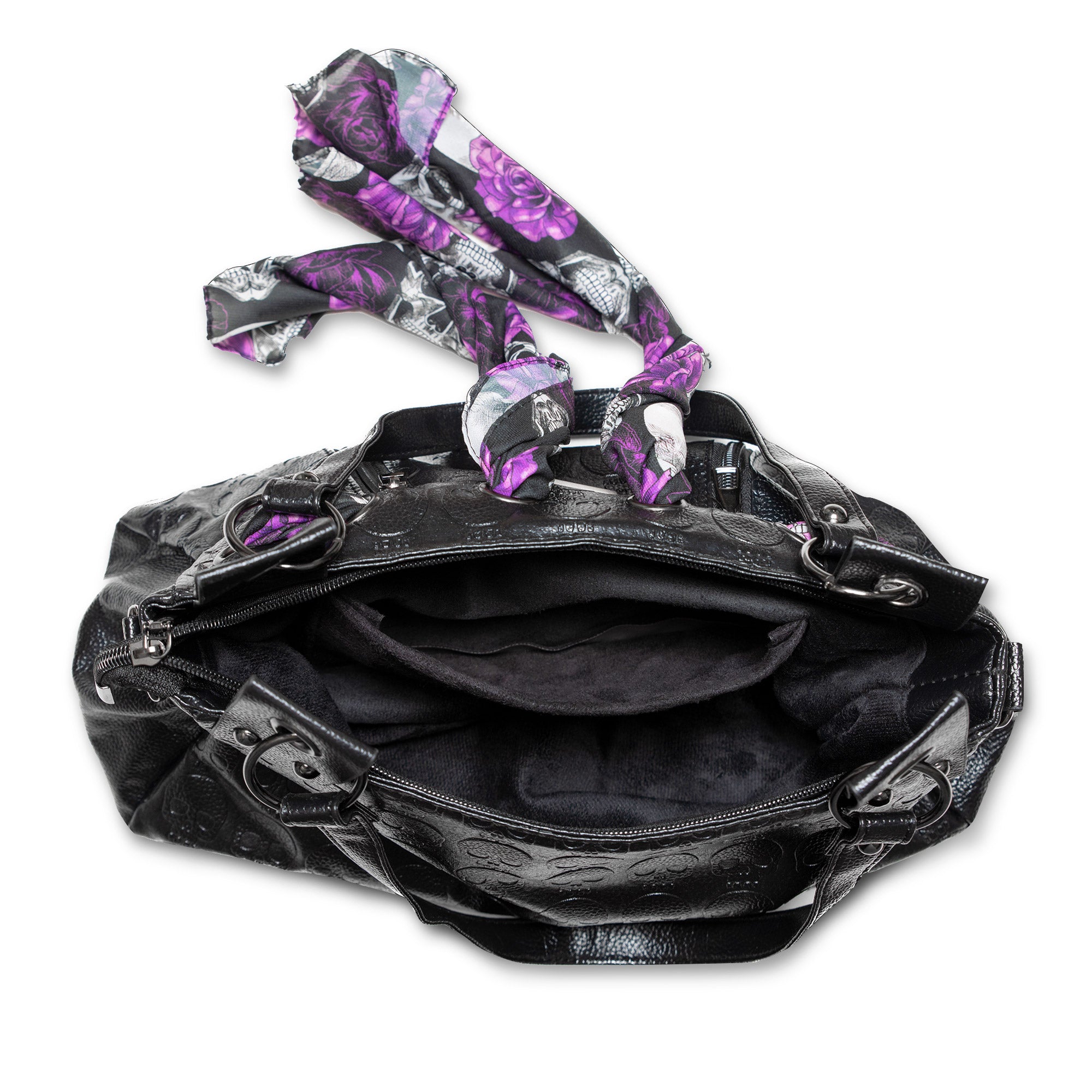 Gothic Embossed Skulls Shoulder Bag Set