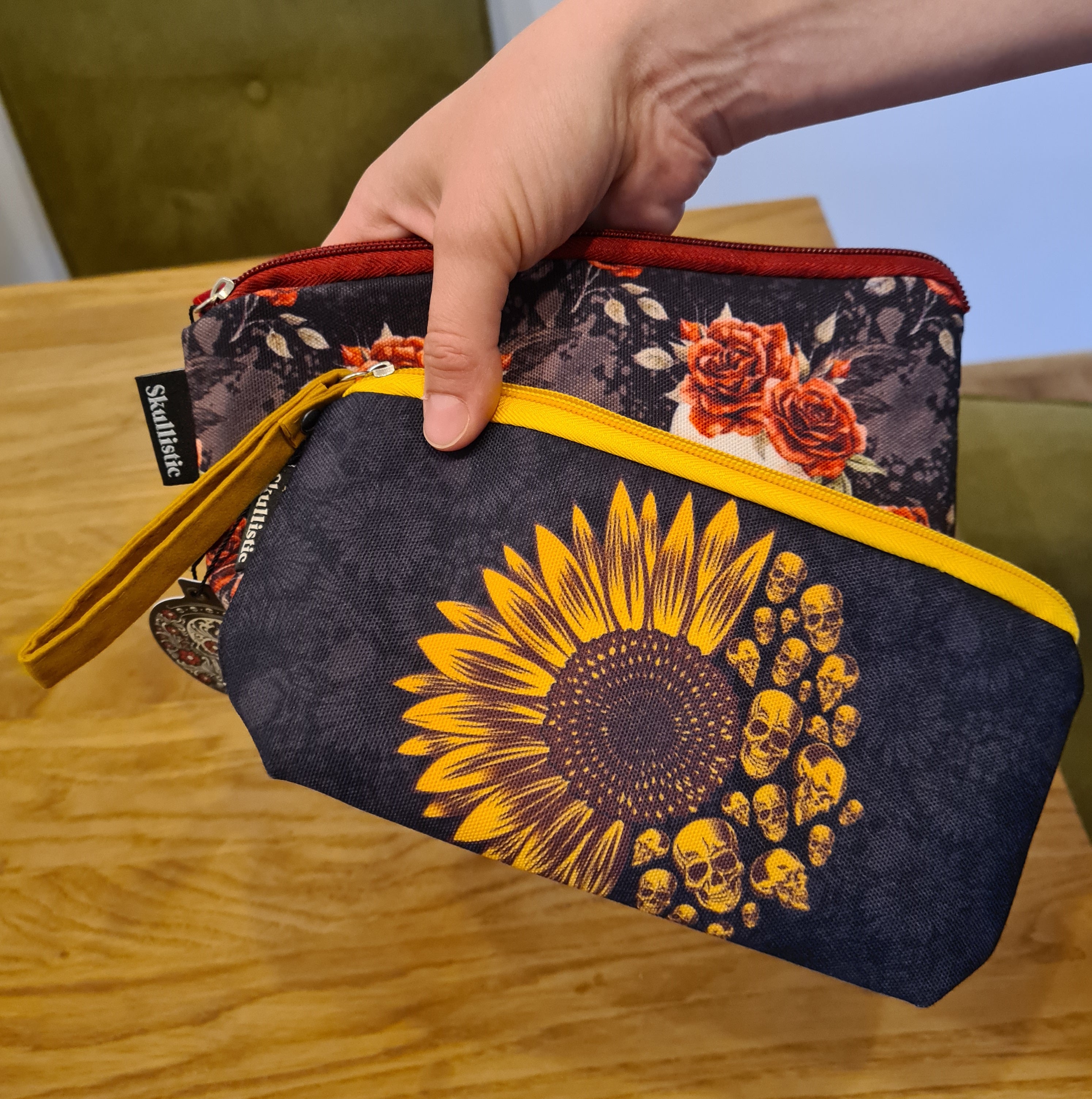 Sunflower Skulls Cosmetic Pouch