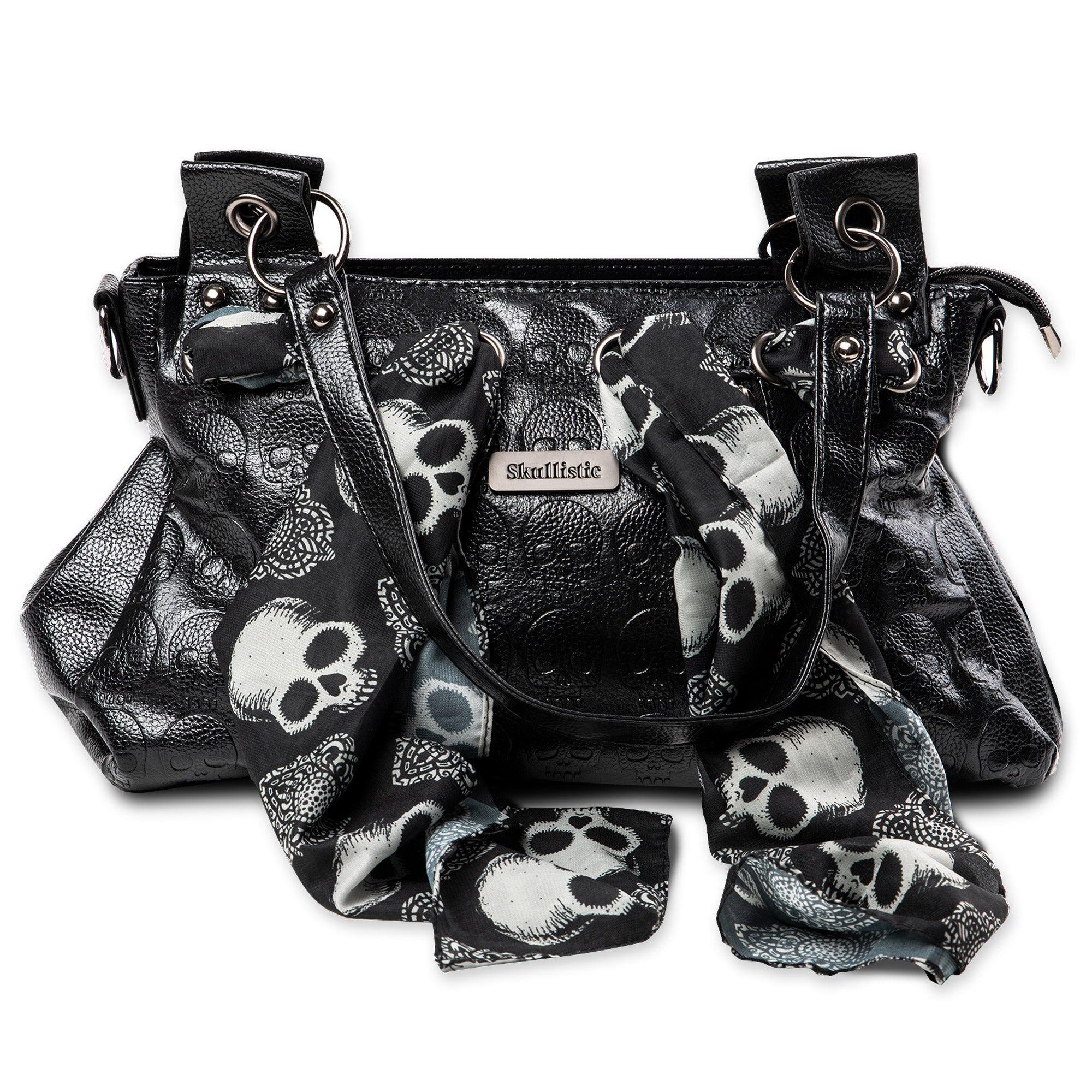 Gothic Embossed Skulls Shoulder Bag Set