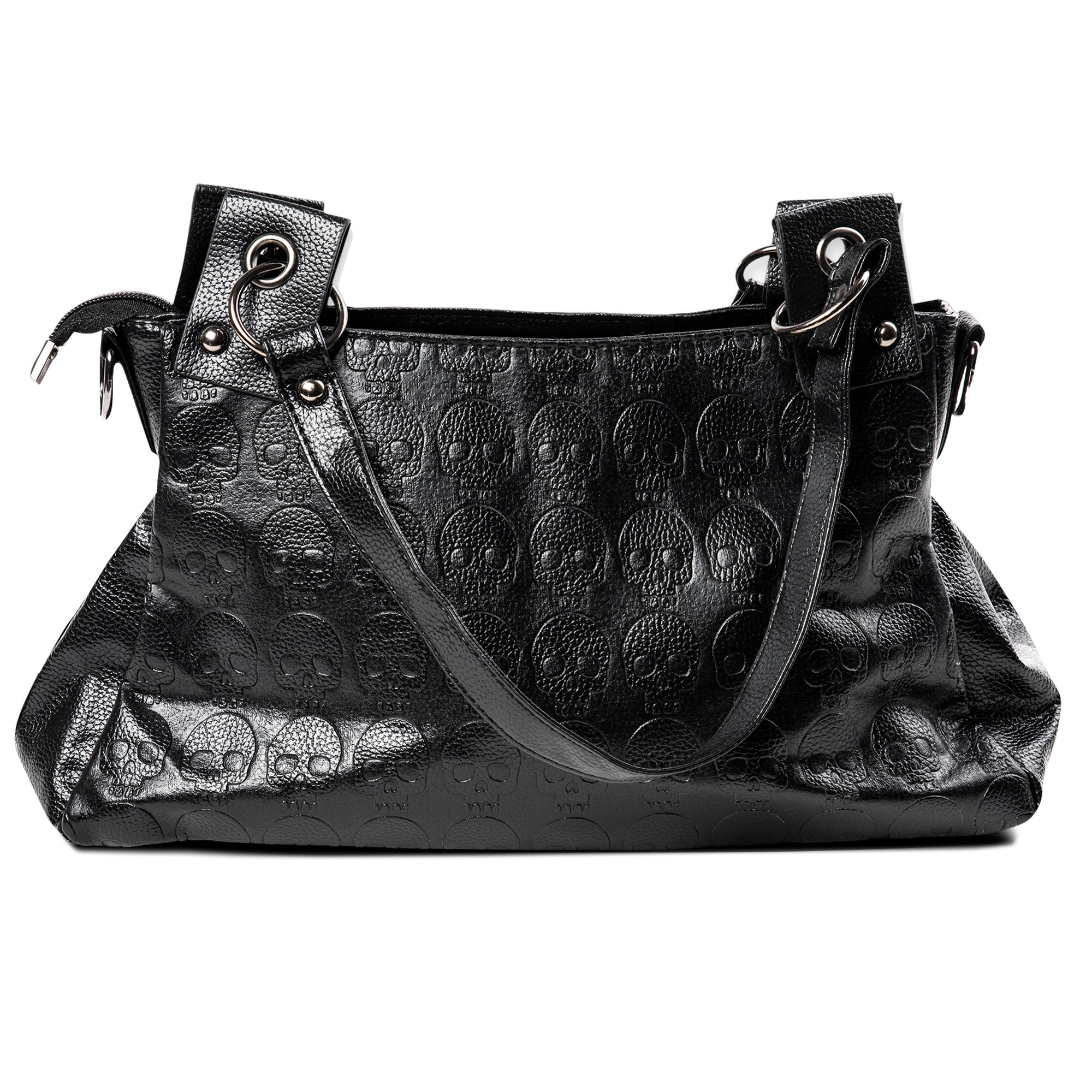 Gothic Embossed Skulls Shoulder Bag Set