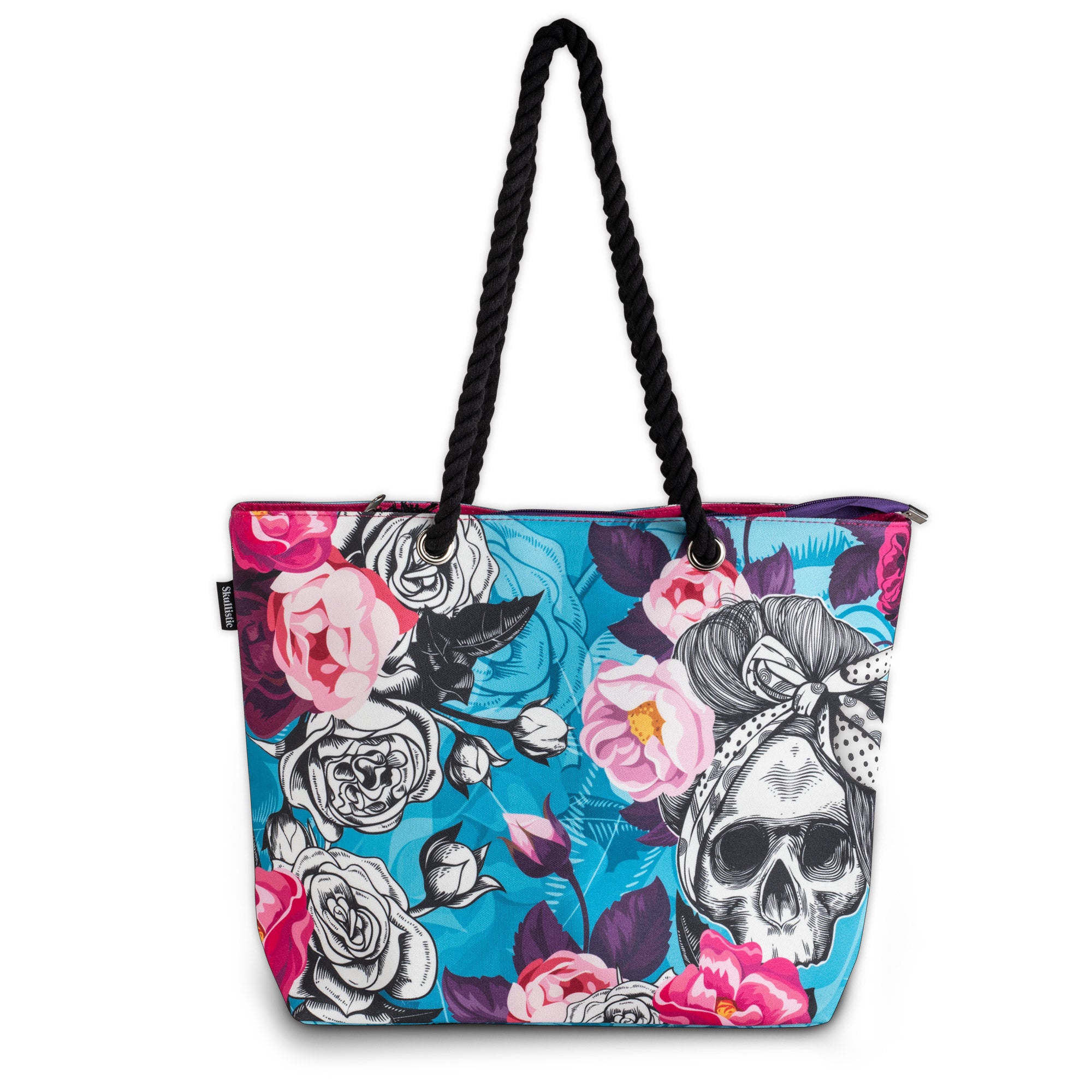 Bad Blossom Skulls Shoulder Beach Bag