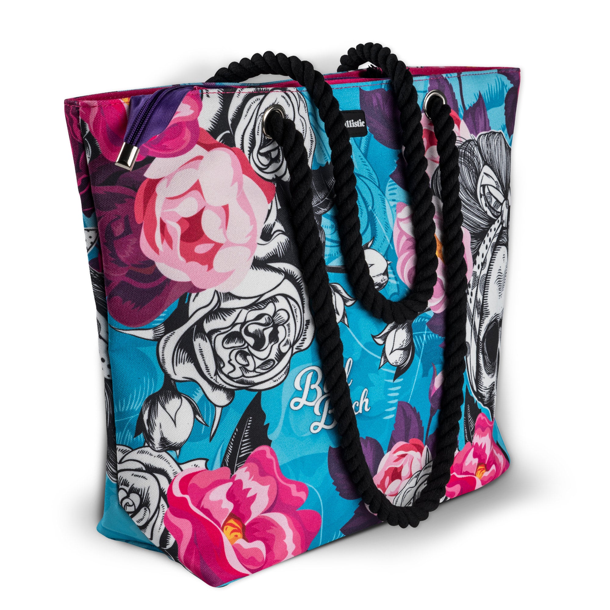 Bad Blossom Skulls Shoulder Beach Bag