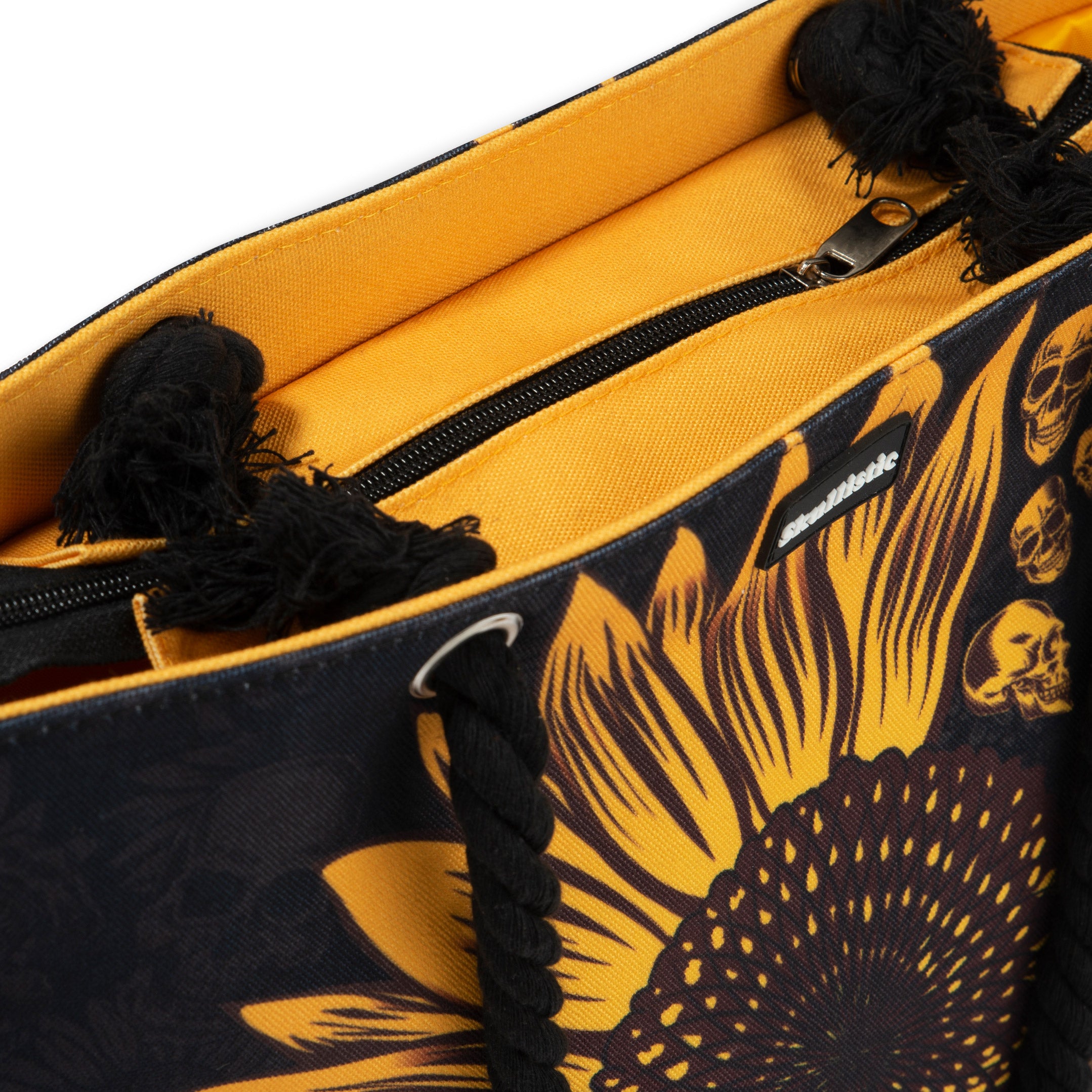 Sunflower Skulls Shoulder Beach Bag