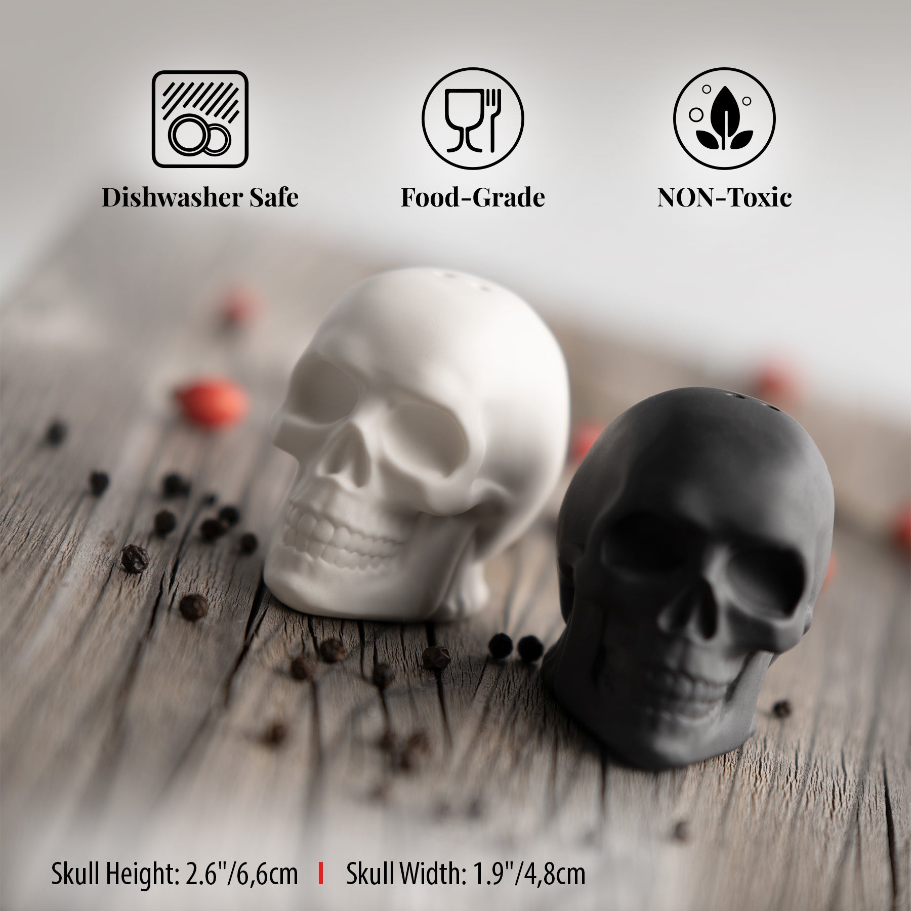 Porcelain Skull Salt & Pepper Shaker Set