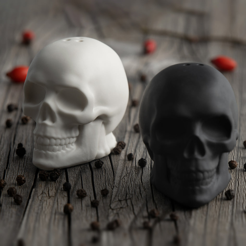 Porcelain Skull Salt & Pepper Shaker Set