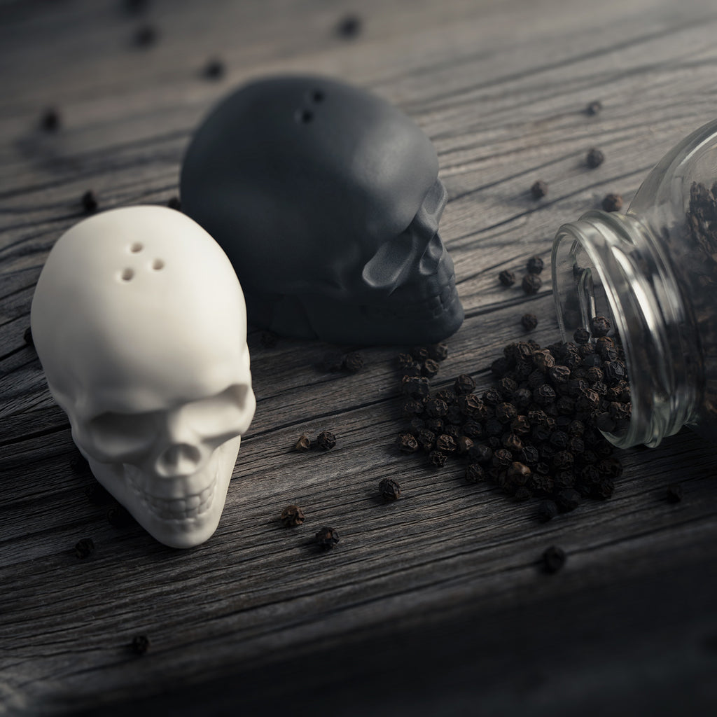Porcelain Skull Salt & Pepper Shaker Set