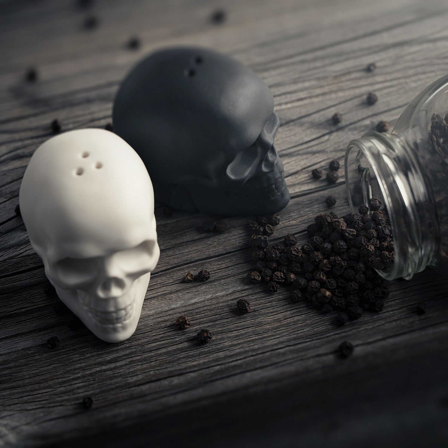 Porcelain Skull Salt & Pepper Shaker Set