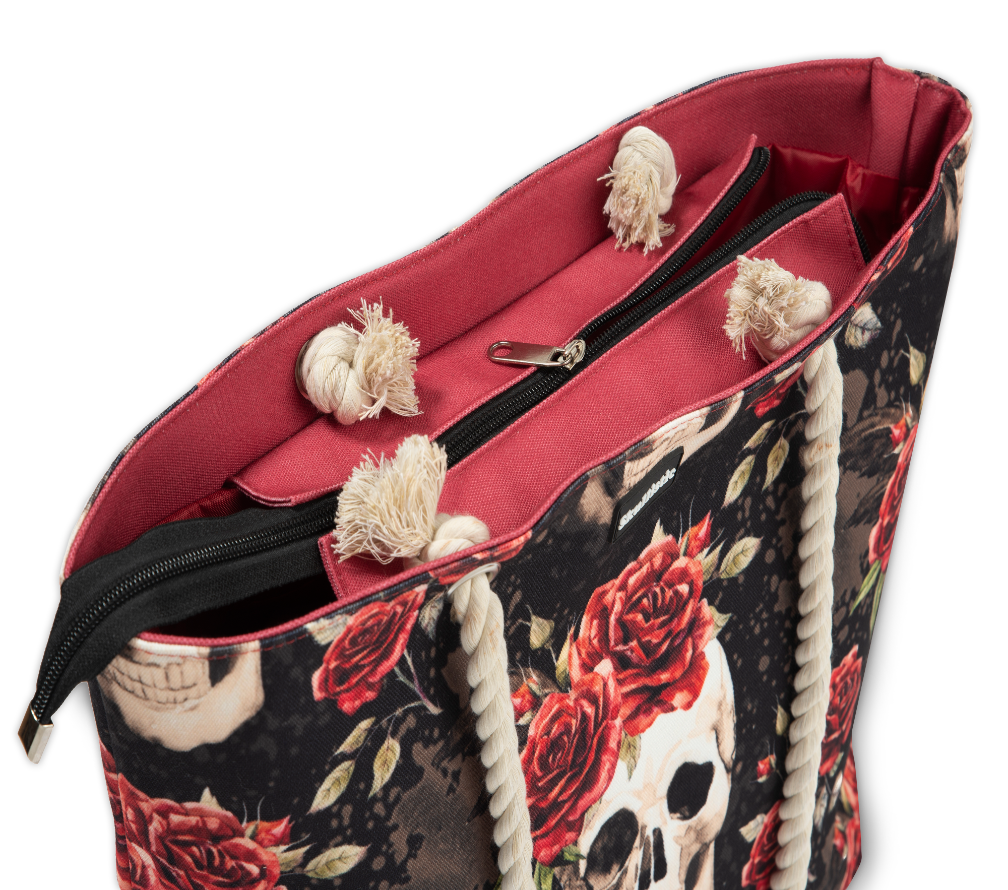 Dark Garden Skulls Shoulder Beach Bag