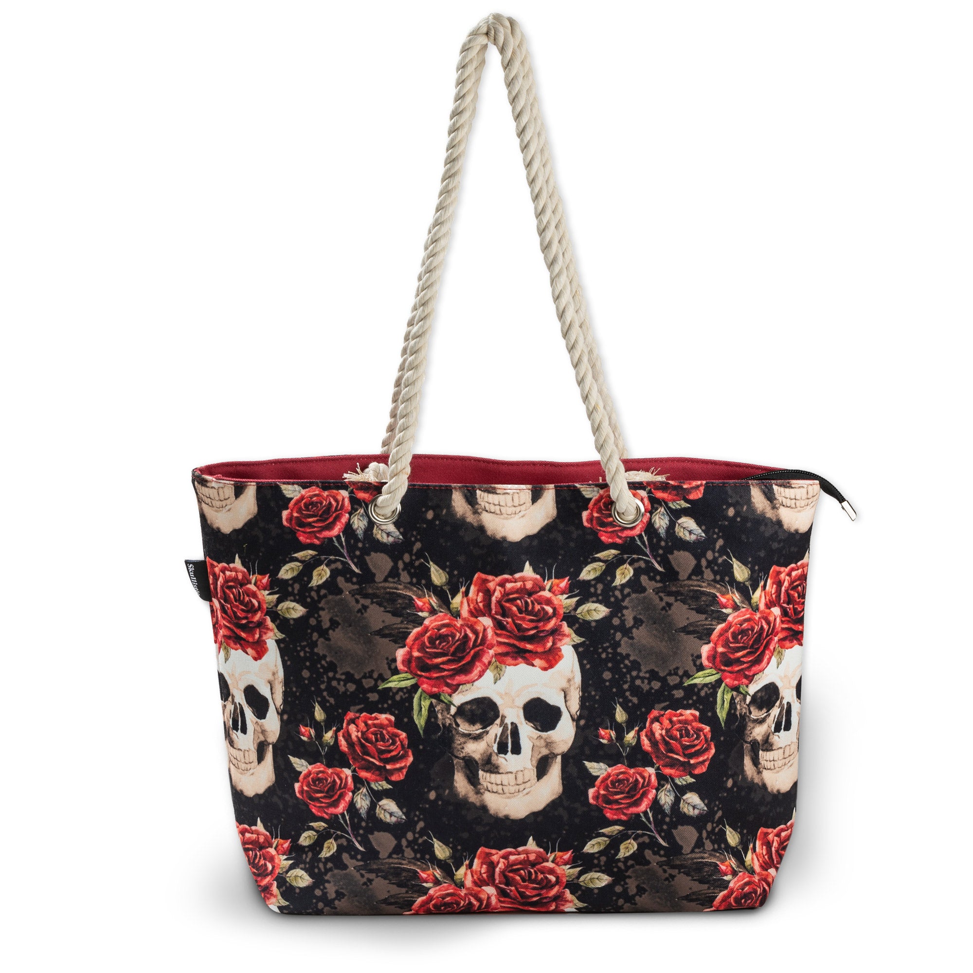 Dark Garden Skulls Shoulder Beach Bag